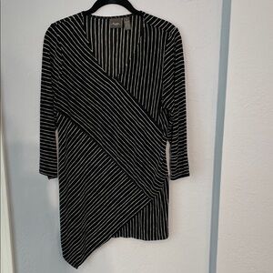 Striped Black & White Wrap-Style Blouse by Chico's